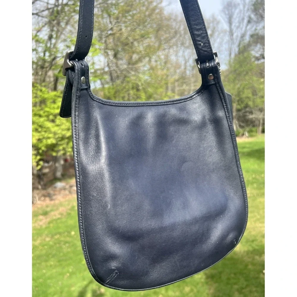 Vintage COACH 9131 Legacy Saddle Black Leather Flap Crossbody Shoulder Bag READ